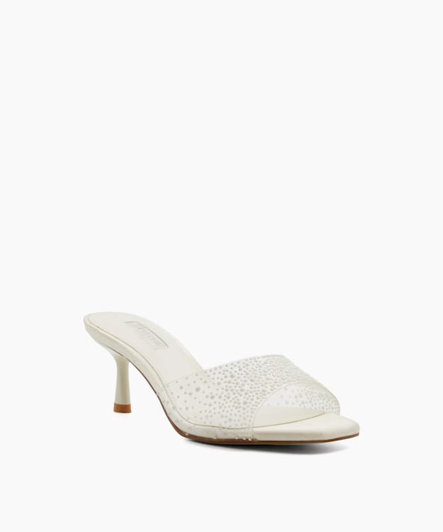 Dune London Moonlit - Ivory Sea Pearl Embellished Vinyl Wedding Mules