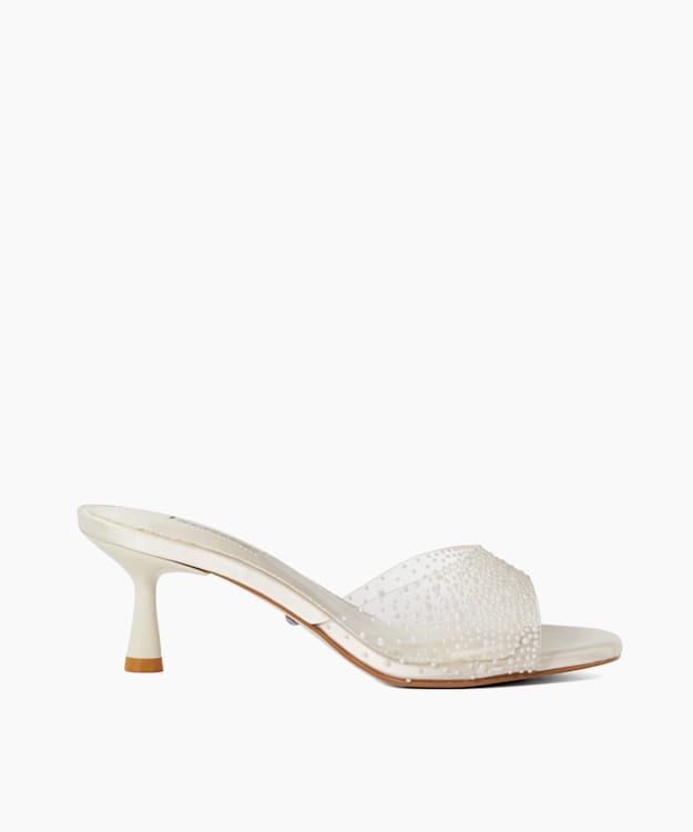 dune london Moonlit - Ivory Sea Pearl Embellished Vinyl Wedding Mules