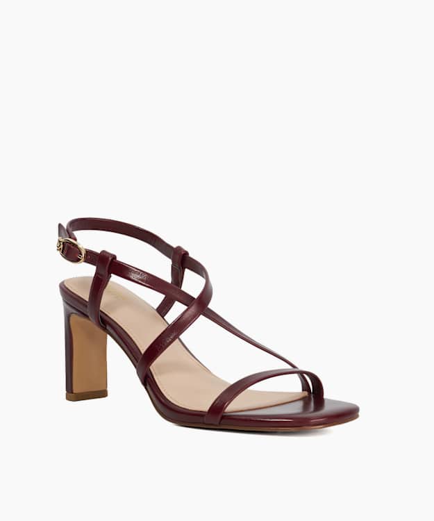 Dune London Motivated - Burgundy Suede Heeled Strappy Sandals