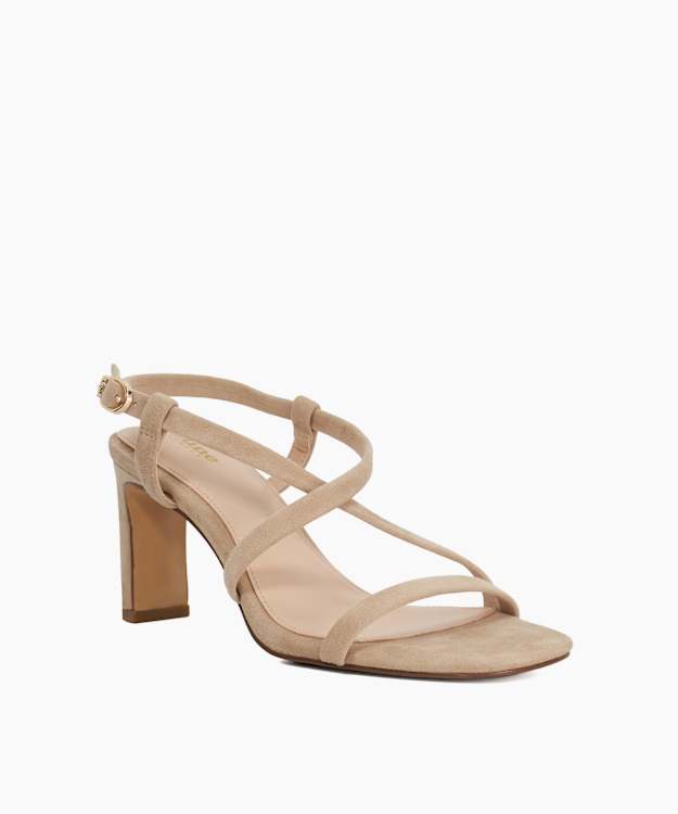 Dune London Motivated - Camel Suede Heeled Strappy Sandals