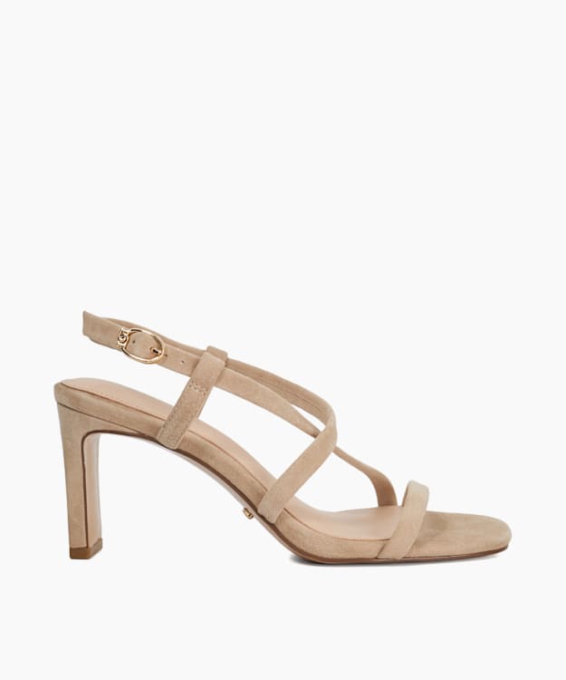 dune london Motivated - Camel Suede Heeled Strappy Sandals
