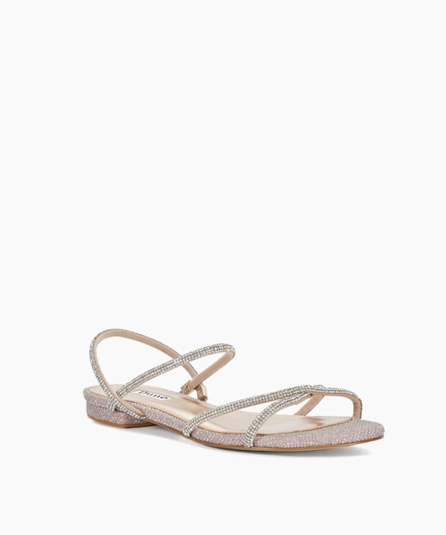 Dune London Nightengale - Rose Gold Wide Fit Embellished Strappy Sandals