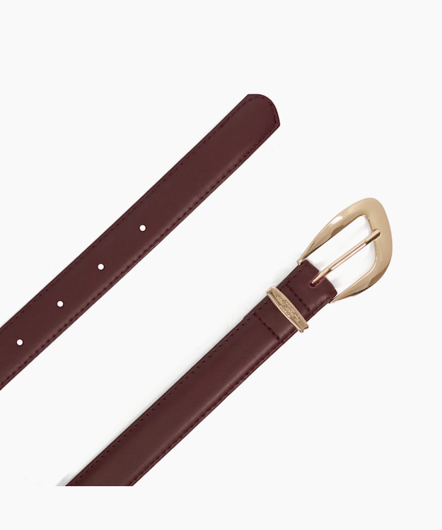 Dune London Norla - Burgundy Leather Gold Buckle Belt