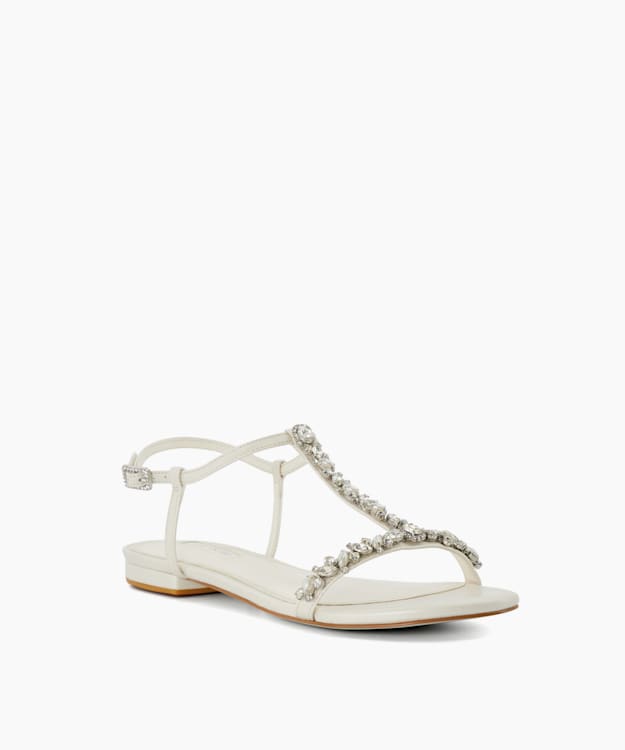Dune London Nuptuals - Ivory Jewel Embellished Flat Wedding Sandals
