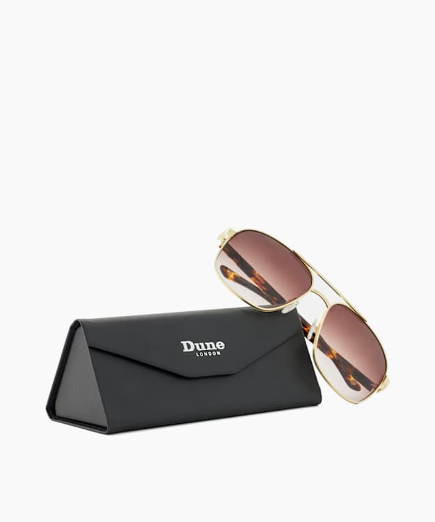 Dune London Oakes - Gold Rectangular Frame Sunglasses