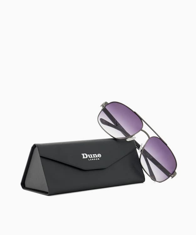 Dune London Oakes - Gunmetal Rectangular Frame Sunglasses