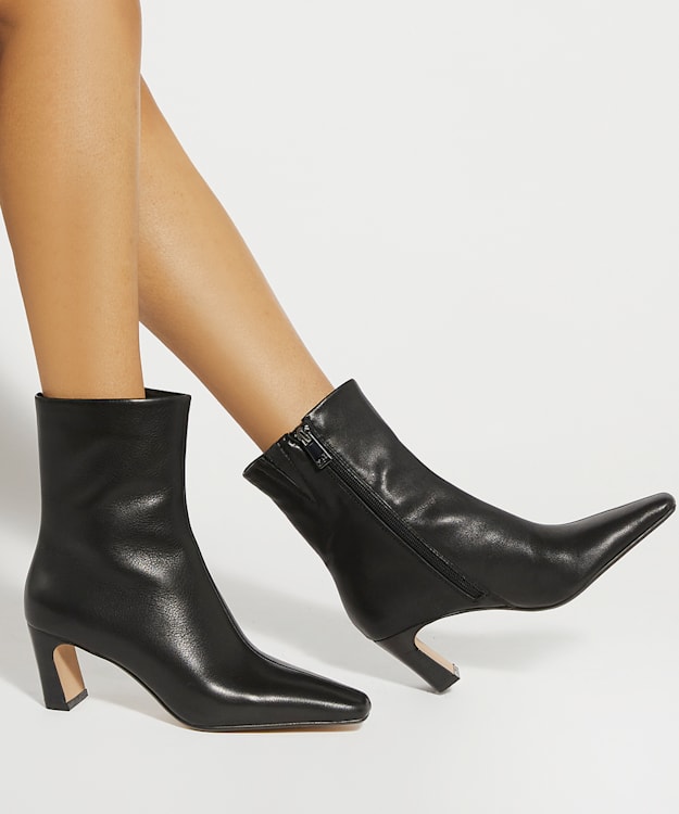 Dune London Obriele - Black Chisel Toe Heel Ankle Boots