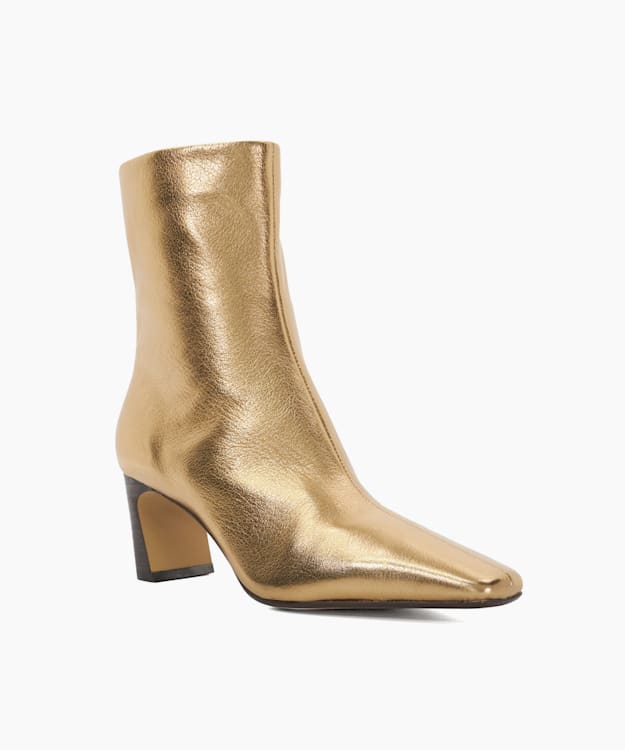 Dune London Obriele - Gold Pointed Toe Heel Ankle Boots