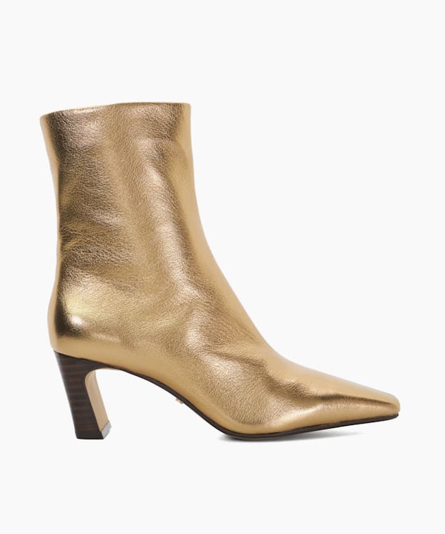 dune london Obriele - Gold Pointed Toe Heel Ankle Boots