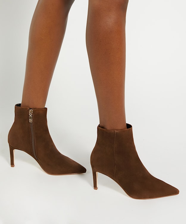 Dune London Obsessively - Dark Tan High Heel Ankle Boots