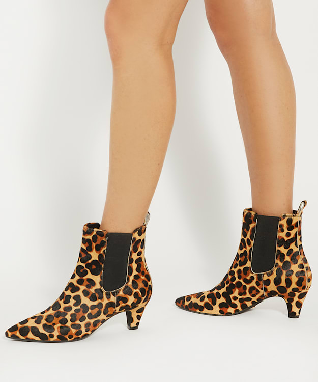 Dune London Obvious - Leopard Statement Mid Heel Chelsea Ankle Boots
