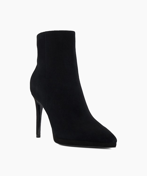 Dune London Octavia - Black Stiletto-Heel Suede Ankle Boots