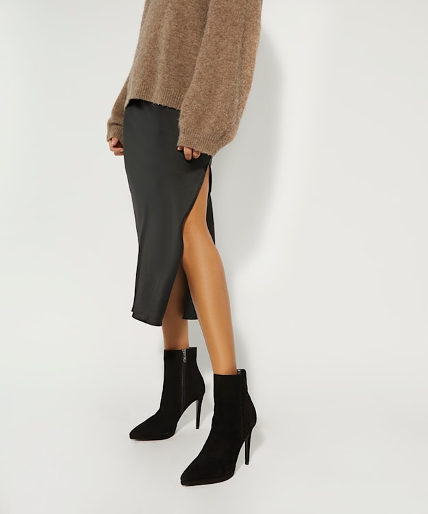 Dune London Octavia - Black Stiletto-Heel Suede Ankle Boots