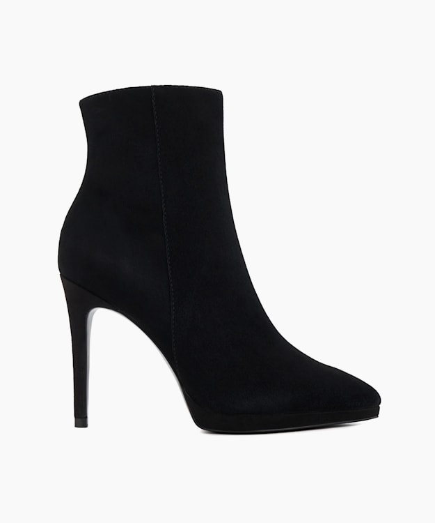 dune london Octavia - Black Stiletto-Heel Suede Ankle Boots