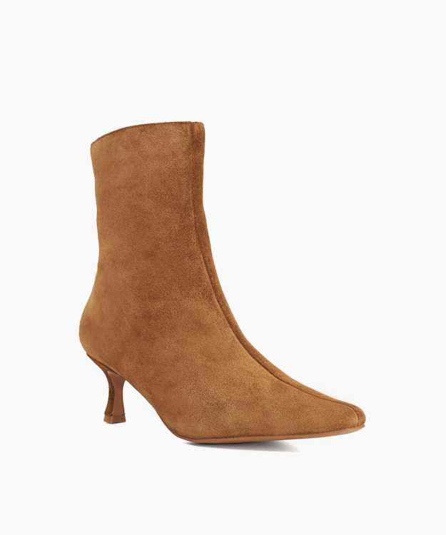 Dune London Octavia - Tan Suede Kitten Heel Ankle Boots