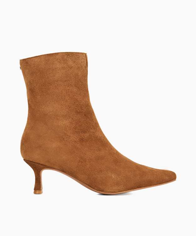 dune london Octavia - Tan Suede Kitten Heel Ankle Boots