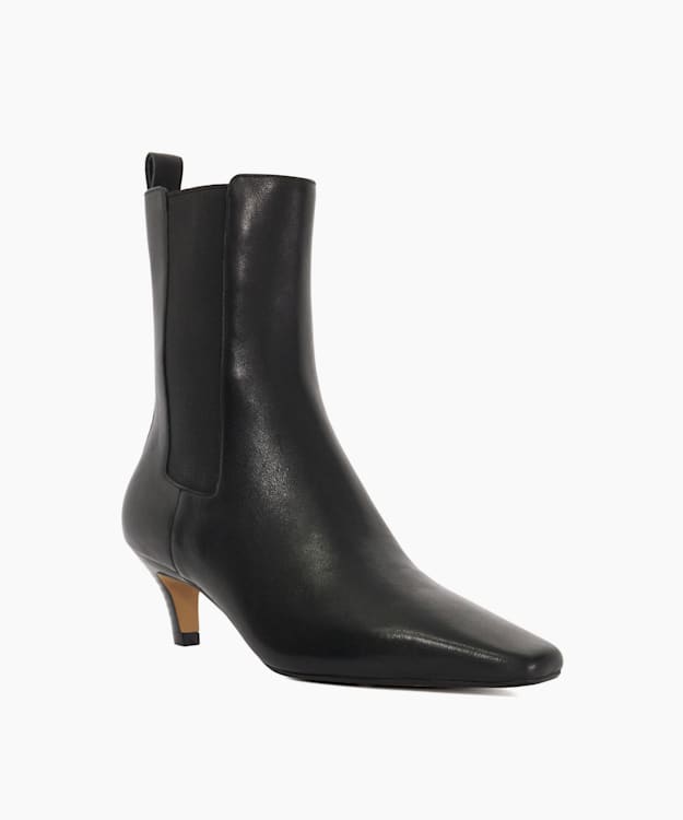 Dune London Odele - Black Chiselled Toe Kitten Heel Chelsea Ankle Boots