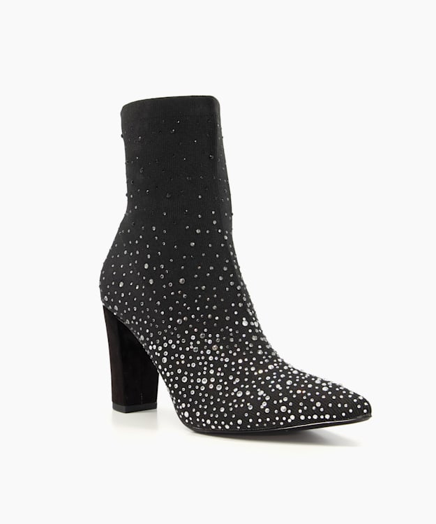 Dune London Odisha - Black Hot-Stone Embellished Ankle Boots