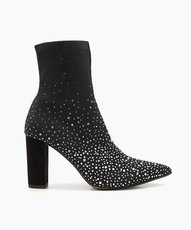 dune london Odisha - Black Hot-Stone Embellished Ankle Boots