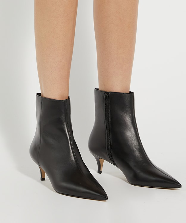 Dune London Offer - Black Pointed Toe Kitten Heel Boots
