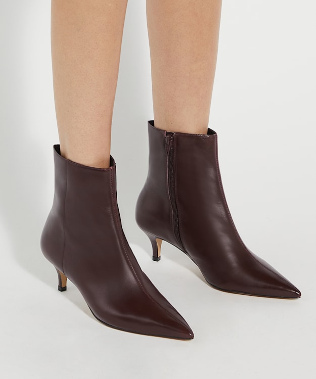 Dune London Offer - Dark Red Pointed Toe Kitten Heel Boots