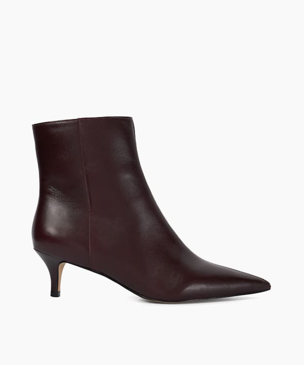 dune london Offer - Dark Red Pointed Toe Kitten Heel Boots