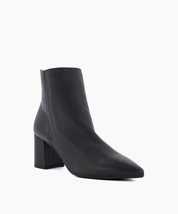 Dune London Olexa - Black Block-Heeled Leather Ankle Boots