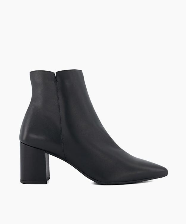 dune london Olexa - Black Block-Heeled Leather Ankle Boots