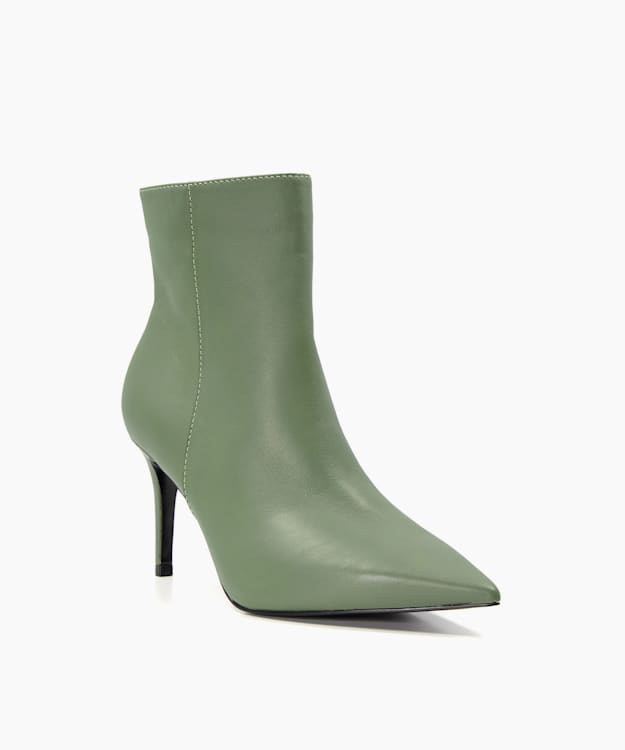 Dune London Oliyah - Khaki Stiletto-Heel Leather Ankle Boots