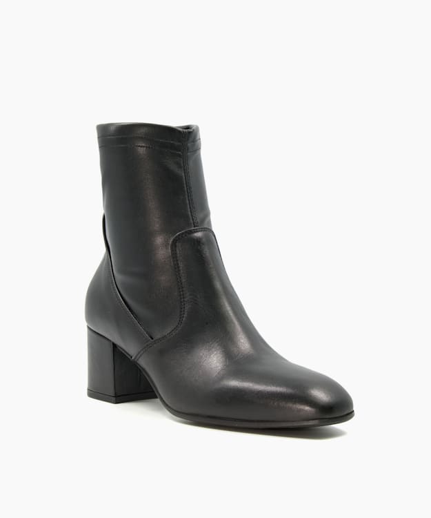 Dune London Olsen - Black Block-Heel Leather Ankle Boots
