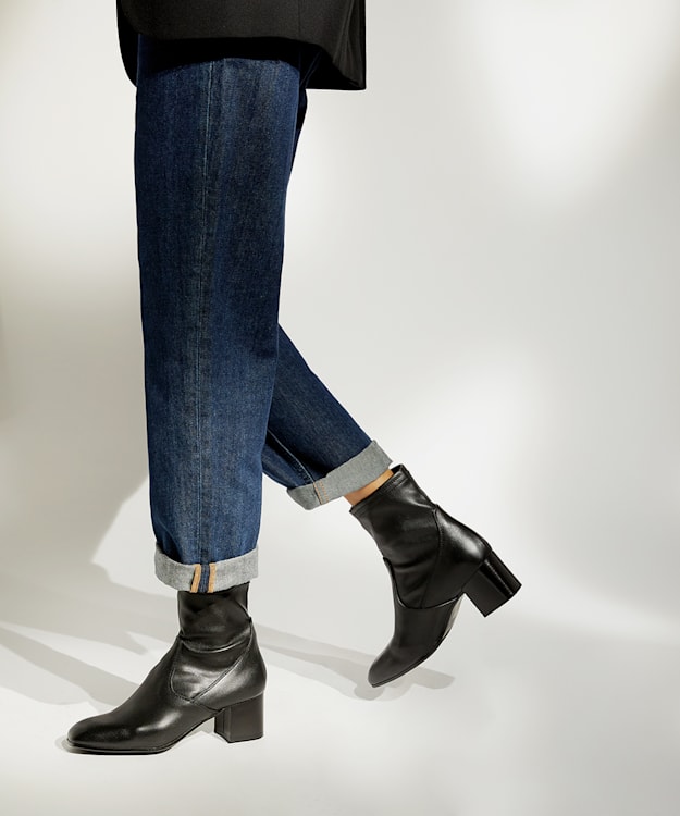 Dune London Olsen - Black Block-Heel Leather Ankle Boots