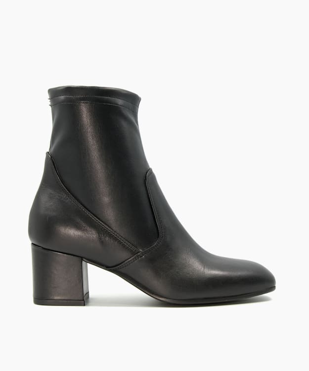 dune london Olsen - Black Block-Heel Leather Ankle Boots