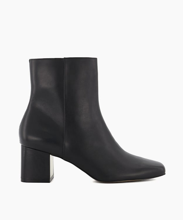 dune london Onsen - Black Metal-Plated Leather Block-Heel Ankle Boots