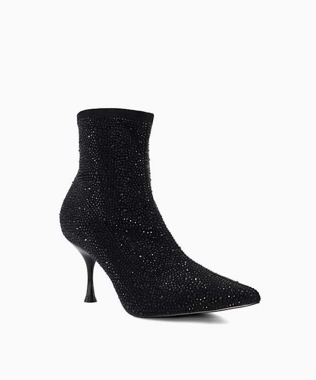 Dune London Onslowe - Black Diamante Heeled Ankle Boots