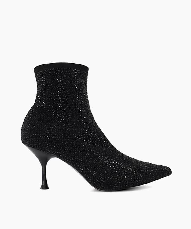 dune london Onslowe - Black Diamante Heeled Ankle Boots