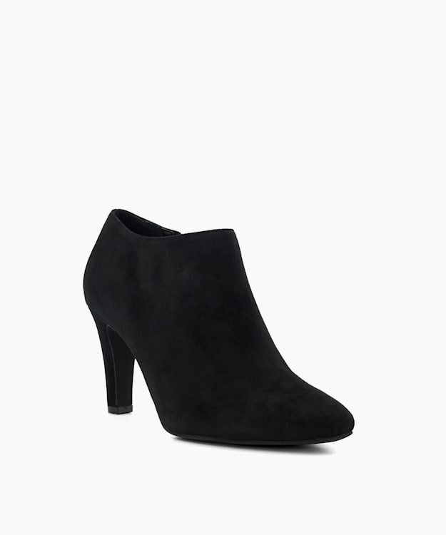 Dune London Opinion - Black Heeled Suede Black Ankle Boots