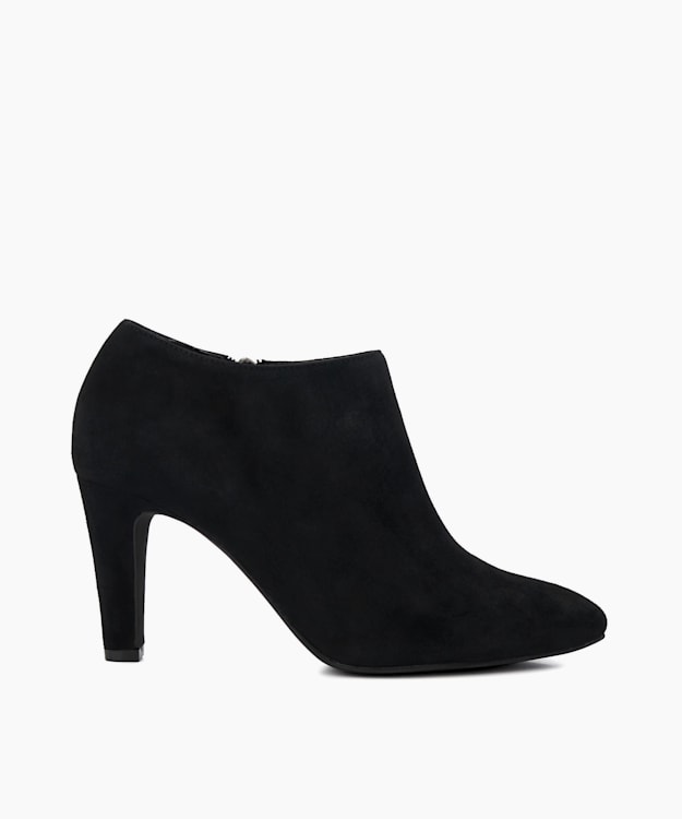 dune london Opinion - Black Heeled Suede Black Ankle Boots