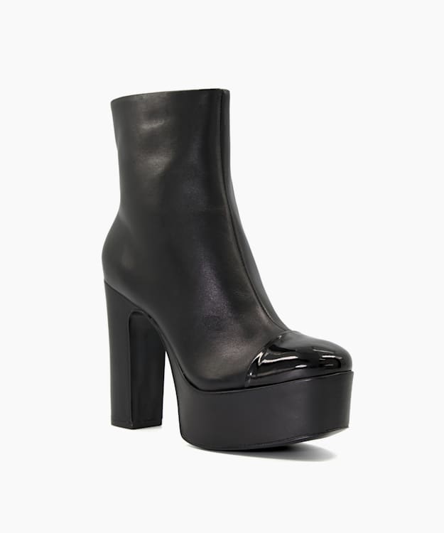 Dune London Orline - Black Leather-Mix Platform Ankle Boots