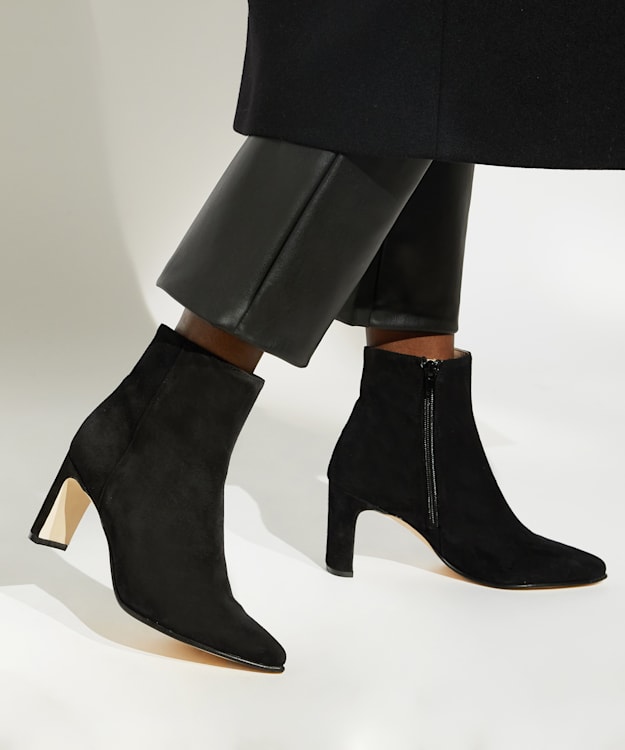 Dune London Otta - Black Mid-Heel Pointed Ankle Boots
