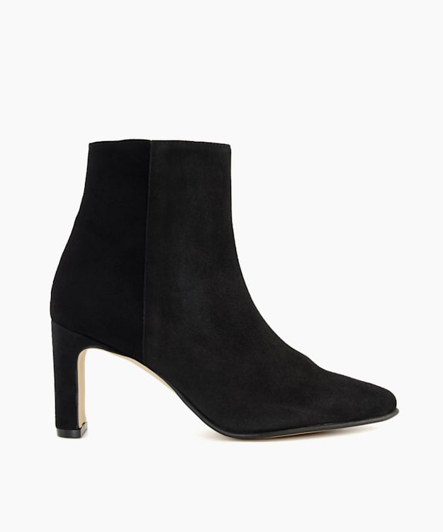 dune london Otta - Black Mid-Heel Pointed Ankle Boots
