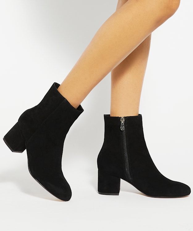 Dune London Ottack 2 - Black Side Zip Block Heel Ankle Boots