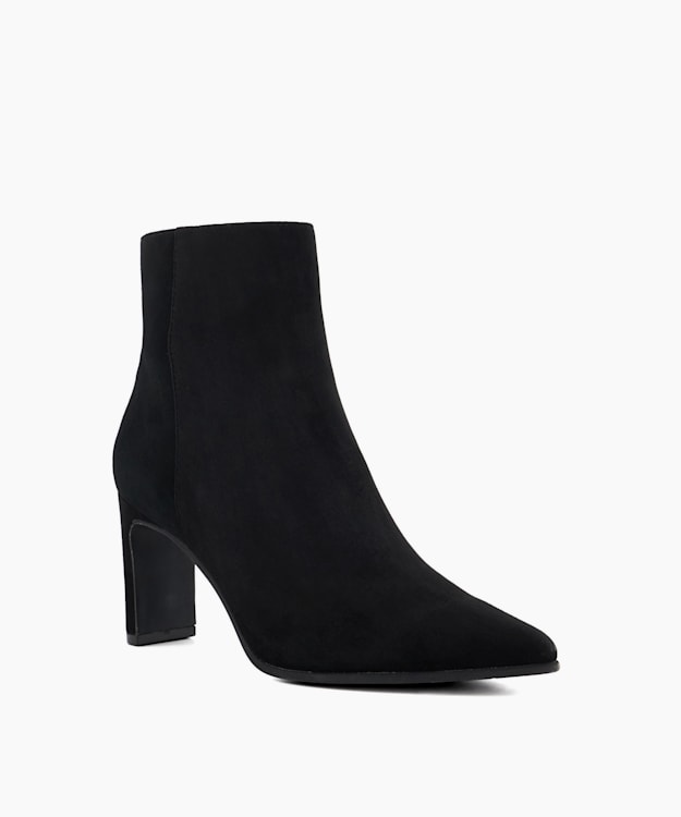 Dune London Ottaly - Black Suede Block-Heeled Ankle Boots
