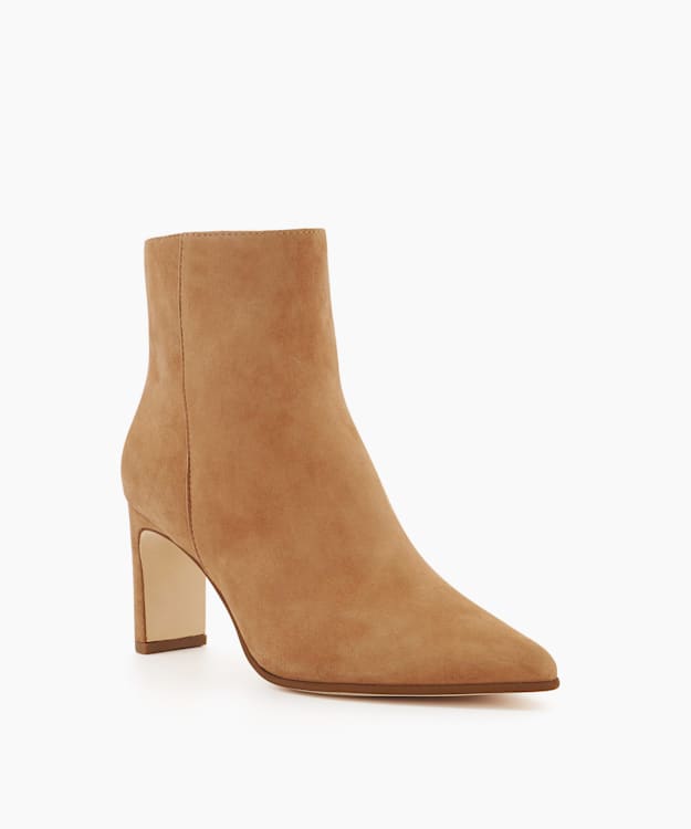 Dune London Ottaly - Camel Suede Block-Heeled Ankle Boots
