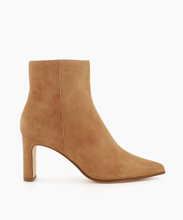 dune london Ottaly - Camel Suede Block-Heeled Ankle Boots