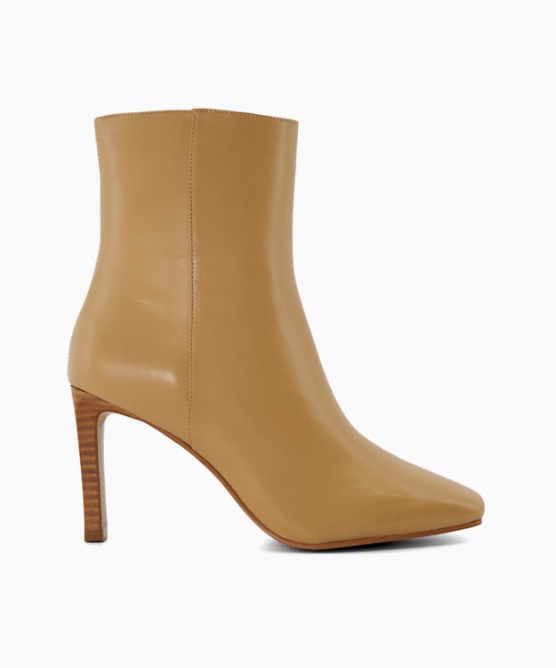 dune london Oxygen - Camel Leather Angular-Heeled Ankle Boots