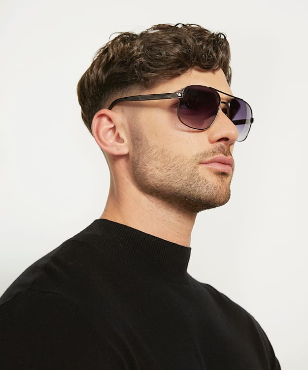Dune London Ozzyy - Gunmetal Premium Acetate & Metal Sunglasses