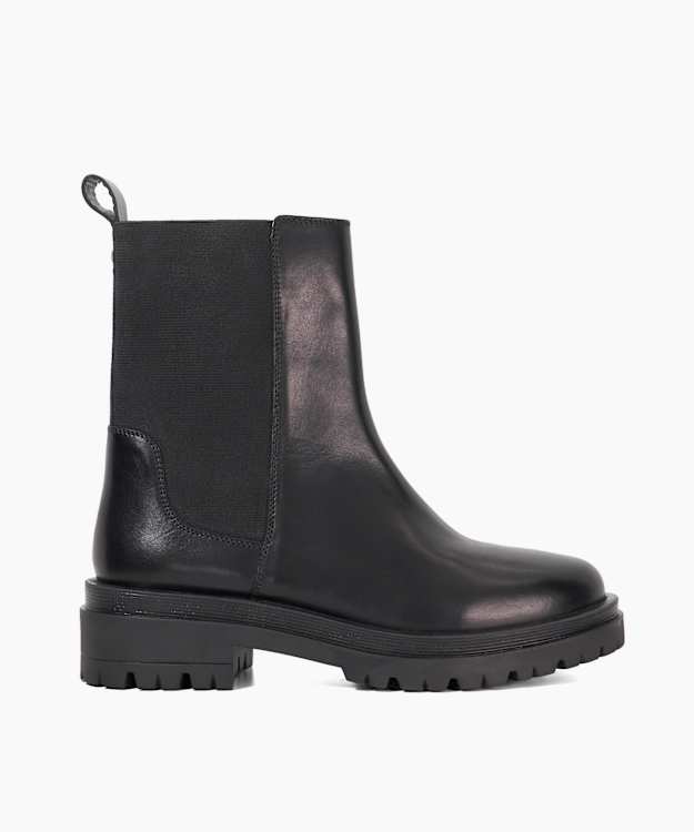 dune london Pages - Black Leather Cleated Sole Chelsea Boots