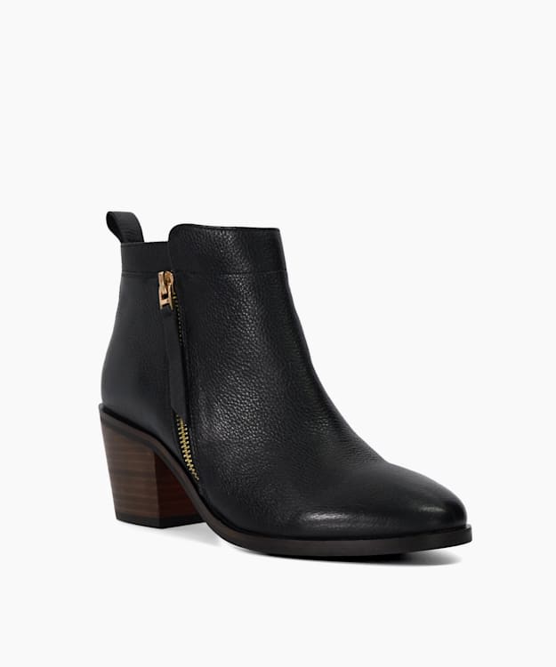Dune London Paicing - Black Block Heel Side Zip Boots