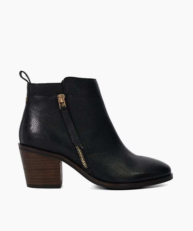 dune london Paicing - Black Block Heel Side Zip Boots