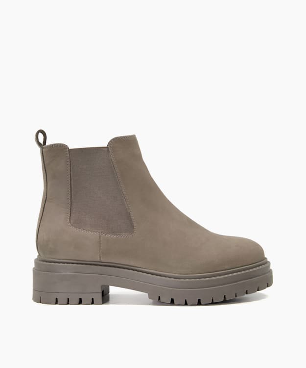 dune london Paley - Grey Nubuck Tractor-Sole Chelsea Boots
